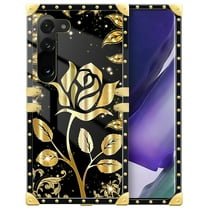 FKBRCL4U Compatible with Samsung Galaxy S23 Case, Shine Gold Rose Luxury Golden Decoration for Girl Women Soft TPU Shockproof Protective Hard PC Back