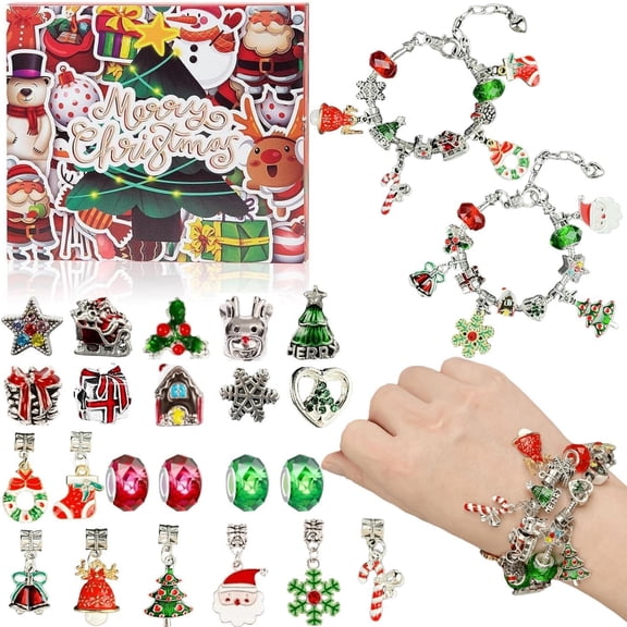 Advent Calendar 2025 for Girls Kids, DIY Jewelry Charm Bracelet Making Kit, 24 Days Christmas Countdown Advent Calendar Christmas Gifts for Girls Kids Teens Women