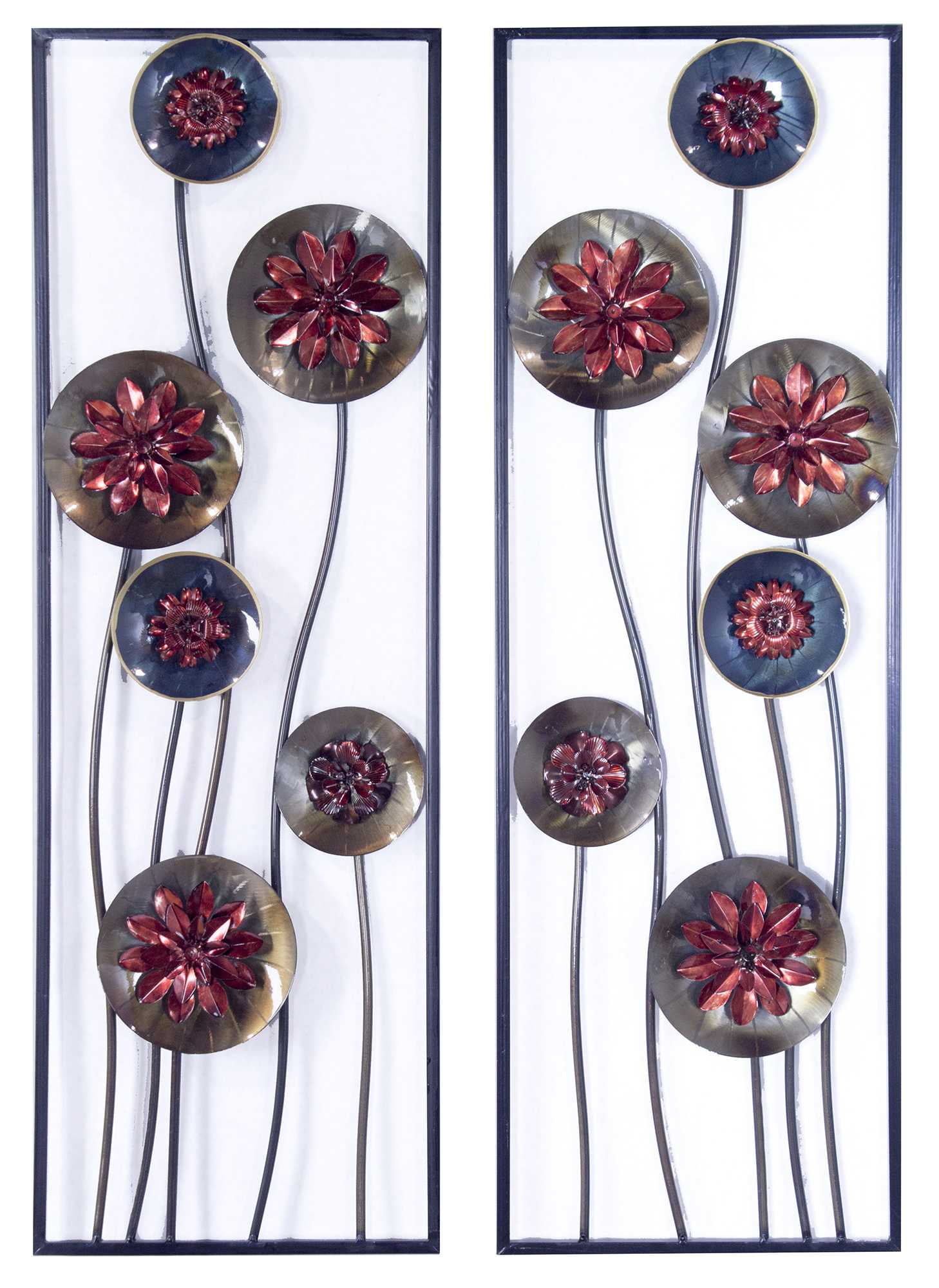 Midnight Garden Abstracted Floral Vertical Wall Panel Set Of 2