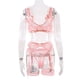 thumbnail image 1 of Conjunto de tres piezas de lencería sexy de malla transpirable de color fluorescente de encaje para mujer, 1 of 1