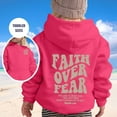 thumbnail image 3 of WRTFVZA Brown Hoodie for Girls, Faith Over Fear Hoodie Sweatshirt Long Sleeve Tops with Pockets (Toddler, Hot Pink, 1-2 Years), 3 of 4