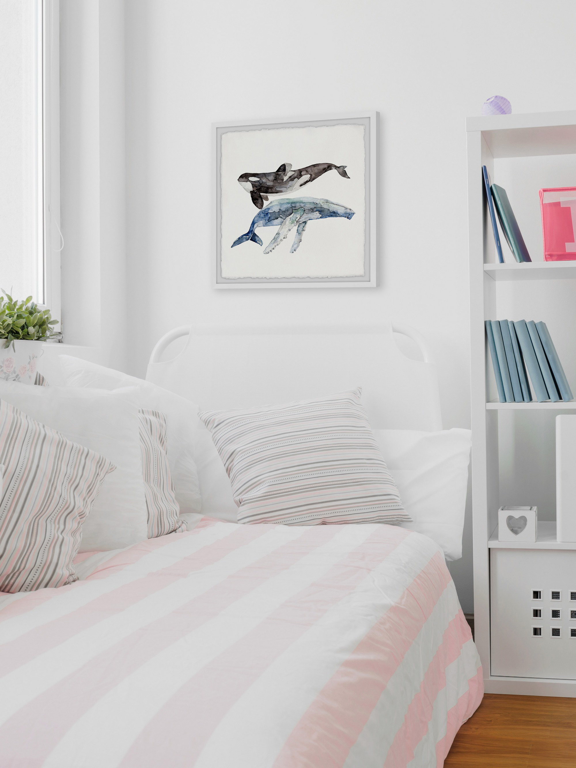Marmont Hill The Big Whales By Rachel Byler Framed Wall Art, 18" x 1.5"