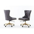 thumbnail image 2 of Swivel Office Chair in Dark Gray Velvet with Gold Chrome and Tufted Seat Back, 2 of 2