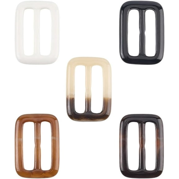 Colorful 20Pcs 5 Colors Rectangle Scarf Ring 1.9" x 1.3" Resin Silk T Shirt Ties Clip Clasp Adjuster Corner Knotted Waist Wrap Fasten Holder Belt Buckle for Clothing Decoration Accessories