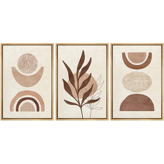wall26 Framed Canvas Print Wall Art Set Mid-Century Ocean Sunset Sun Horizon Nature Abstract Illustrations Modern Art Bohemian Decorative for Living Room, Bedroom, Office - 24"x36"x3 Natura