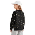 thumbnail image 2 of Xoenoiee Sun Moon Star Print Girls Sweatshirt Lightweight Crewneck Pullover Long Sleeve Top Shirts with Side Slits for Running Hiking Workout, 11-12 Years, 2 of 7