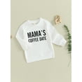 thumbnail image 3 of Infant Baby Boys Girls Outfits Crewneck Sweatshirt Mama's Coffee Date Letter Pullover Sweater Fall Winter Clothes, 3 of 8
