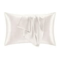 thumbnail image 2 of 2Pcs Imitation Satin Pillowcases, Solid‑Color Imitation Silk Pillow Covers, Zippered Smooth Pillow Shells for Bedroom Bedding, White 51*76cm, 2 of 6