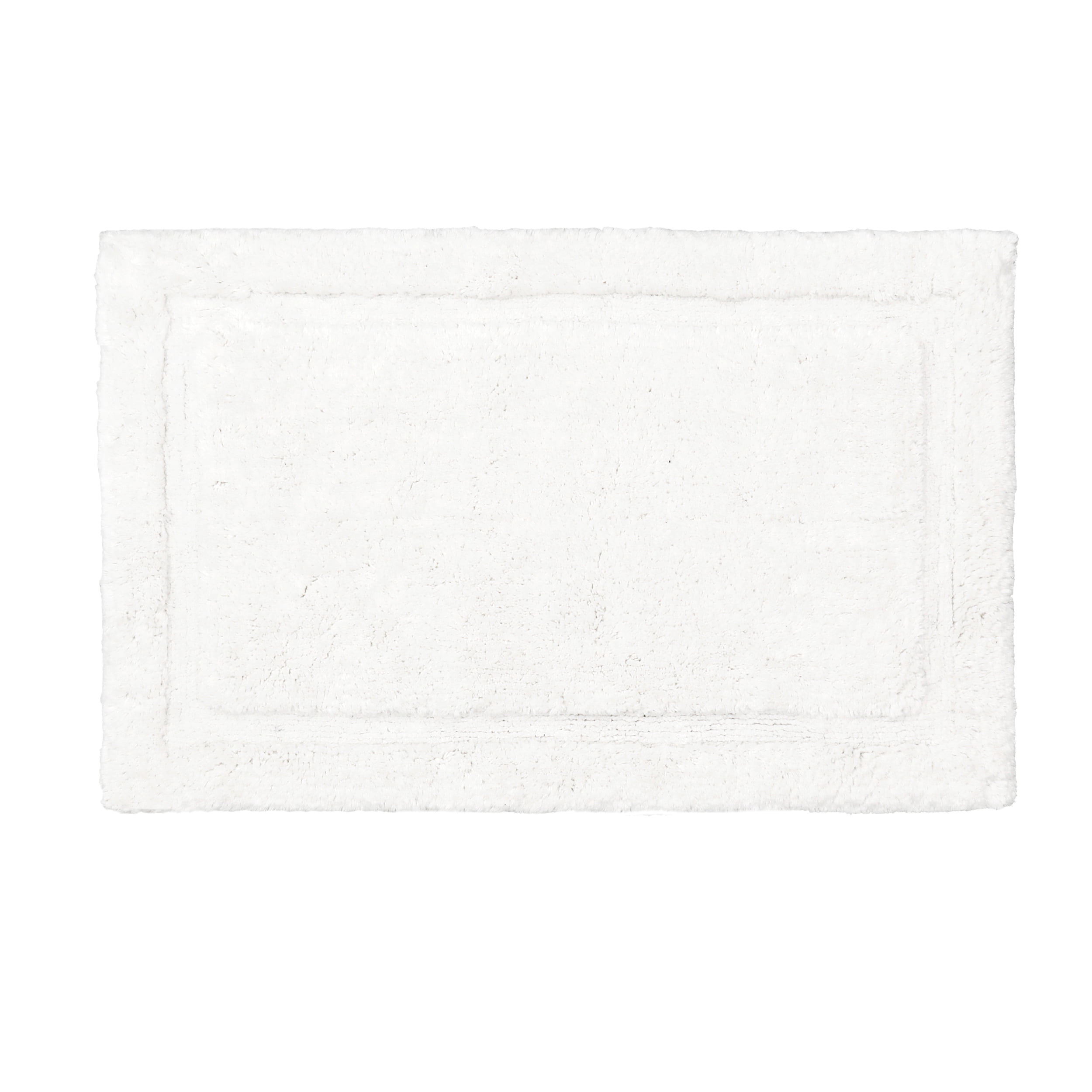 Jean Pierre New York Lydia Border 100% Cotton Bath Mat - Non-Slip Bath Rug - White - 17"x24"