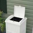 thumbnail image 5 of Suncast Resin Wicker Hideaway Outdoor Trash Can with Latching Lid, White, 5 of 6
