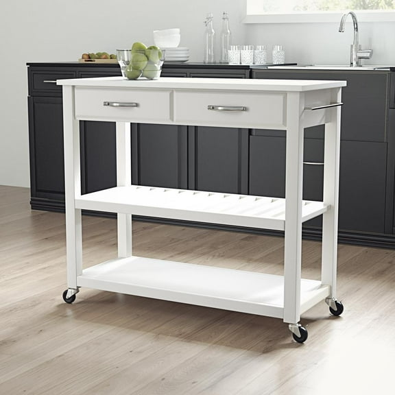 Crosley Furniture Engineered Wood/Granite Top Kitchen Cart in White