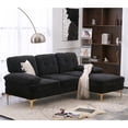 thumbnail image 6 of UBesGoo Sectional Sofa Modern Chenille Fabric L-Shaped Sofa Tufted Back Couch for Living Room, Apartment Black, 6 of 11