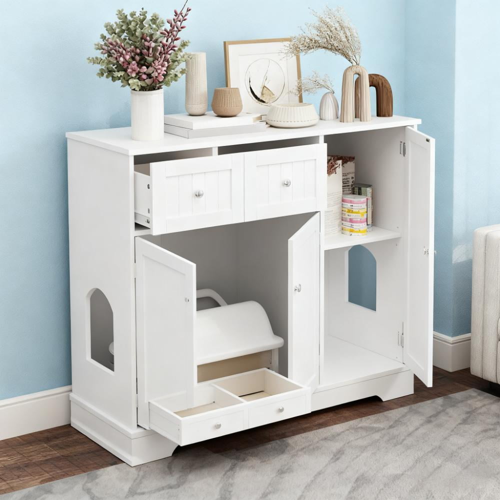 Cat Litter Box Enclosure with Drawers, 39" x 18" x 31.5"