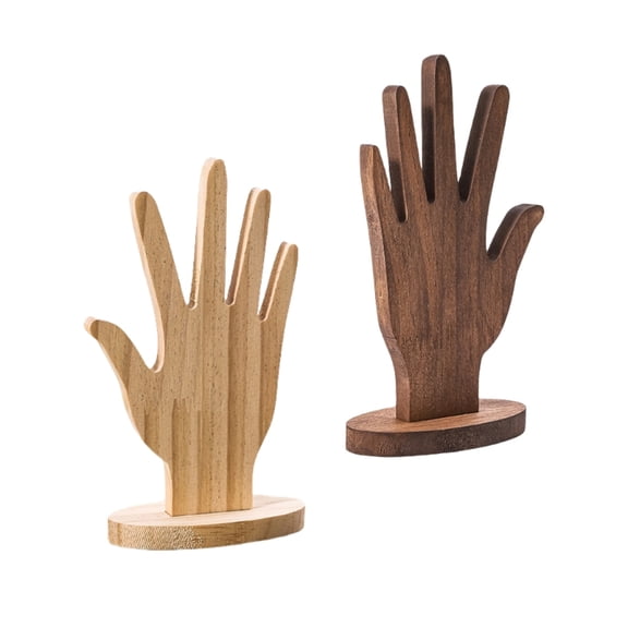 Pack Of 2 Wooden Hand Shaped Jewelry Display Stands for Rings and Bracelets Use