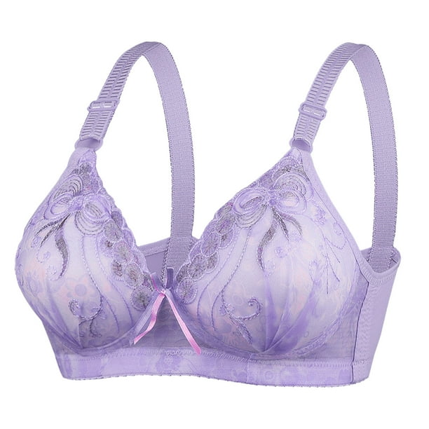 Women Plus Size Unwired Lace Fashion Embroidered Adjustable Bra