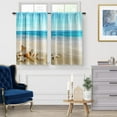 thumbnail image 2 of Ocean Beach Kitchen Curtains - Summer Starfish Seashell Tropical Sea Sky View Print Decor Home Bedroom Living Room Rod Pocket Window Drapes 2 Panels Set, 56"x36", 2 of 5