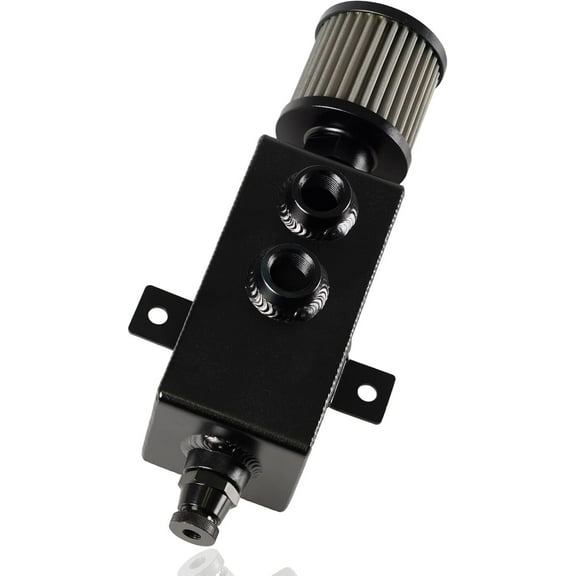 YIUIY Universal 10AN Oil Catch Can Tank Baffled 1L with Filter Aluminum Black HTRACING