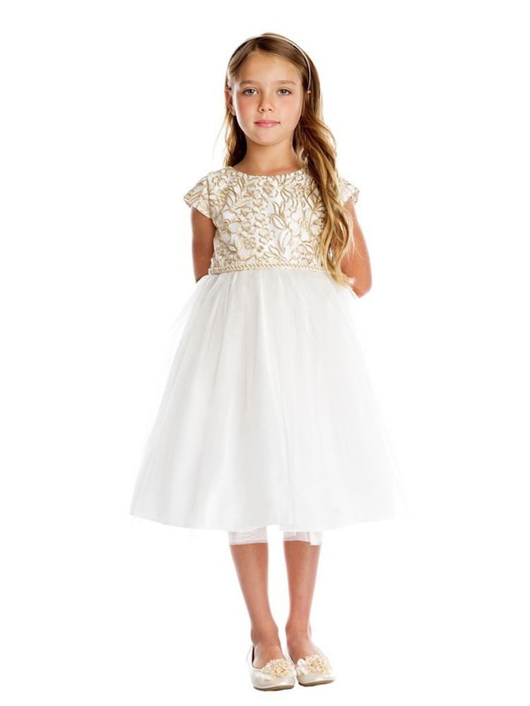 girls gold christmas dress