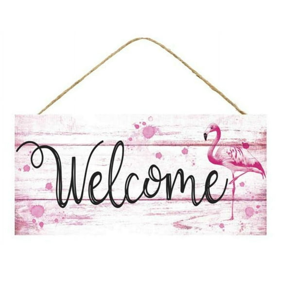 Craig Bachman Panneau Flamant Rose Bienvenue - Porte, Accent Couronne, Plateau de Décoration Intérieure