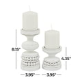 thumbnail image 3 of DecMode 2 Candle White Wood Beaded Pillar Candle Holder, Set of 2, 3 of 11