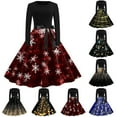 thumbnail image 3 of Hfolob Womens Dresses Women Fashion Christmas Print Dress Crew Neck Long Sleeve Dress Big Swing Dress Party Dress, 3 of 3