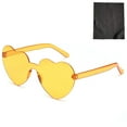 thumbnail image 2 of Heart Shaped Sunglasses for Women, Colorful Transparent Heart Frame Sun Glasses, Trendy Fashion Shades for Party, Festival, Vacation, Outdoor, Lightweight Comfort Fit, Orange, 2 of 9