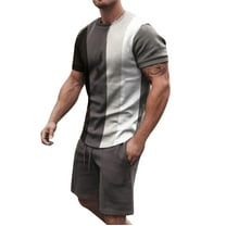 Cathalem T Shirt Shorts Gym Set Men Men's Shirt and Shorts Set Summer Outfits 2 Piece Shorts Tracksuit Fashion Casual Short Sleeve Suit(Gray,XL)