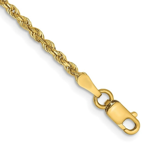 14k Yellow Gold 2mm Diamond-Cut Quadruple Rope Lobster Clasp Chain Anklet for Women 9"