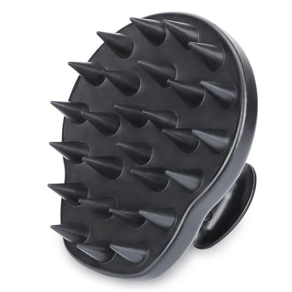 FREATECH 100% Silicone Hair Scalp Massager Shampoo Brush for Scalp Care and Hair Growth, Waterproof Shower Hair Scrubber Scalp Exfoliator for Dandruff and Buildup, Sturdy and Hygienic, Black