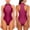 Hot Pink, variant on Womens Bodysuit Sleeveless Mock Neck Leotard Rash Guard Surfing One Piece Swimsuit Black S