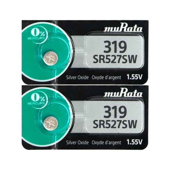 Murata 319 (set of 2) SR527SW SR527 V319 Silver Oxide Watch Battery