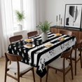 thumbnail image 6 of Black White Table Cloth Waterproof Tablecloths, Retro Stars Stripes Flag Shabby Chic Texture Tablecloth Dining Table Cover for Kitchen Party Tabletop Outdoor, Rectangle Tablecloth 60x84 Inch, 6 of 9