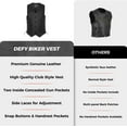 thumbnail image 5 of DEFY Men's Black Leather 10 Pockets Vest - Motorcycle Biker Vest, S, 5 of 8