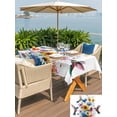 thumbnail image 5 of Outdoor Tablecloth with Umbrella Hole for Patio/Picnic/Party/Camping, Hummingbird Waterproof Table Cloth Rectangle Table Cover Washable, Spring Farmhouse Oil Painting Sunflowers (52"x 70"), 5 of 8