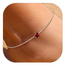 ChicSilver 925 Sterling Silver Anklets for Women, Simple Dainty Birthstone Ankle Bracelets Beach Foot Chain Summer Jewelry Waterproof