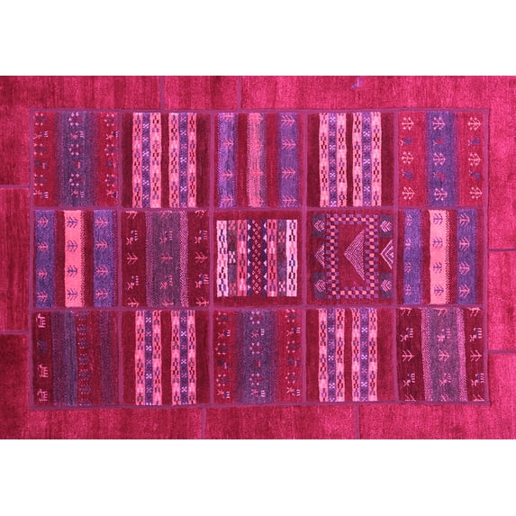 Ahgly Company Indoor Rectangle Abstract Pink Contemporary Area Rugs, 7' x 10'