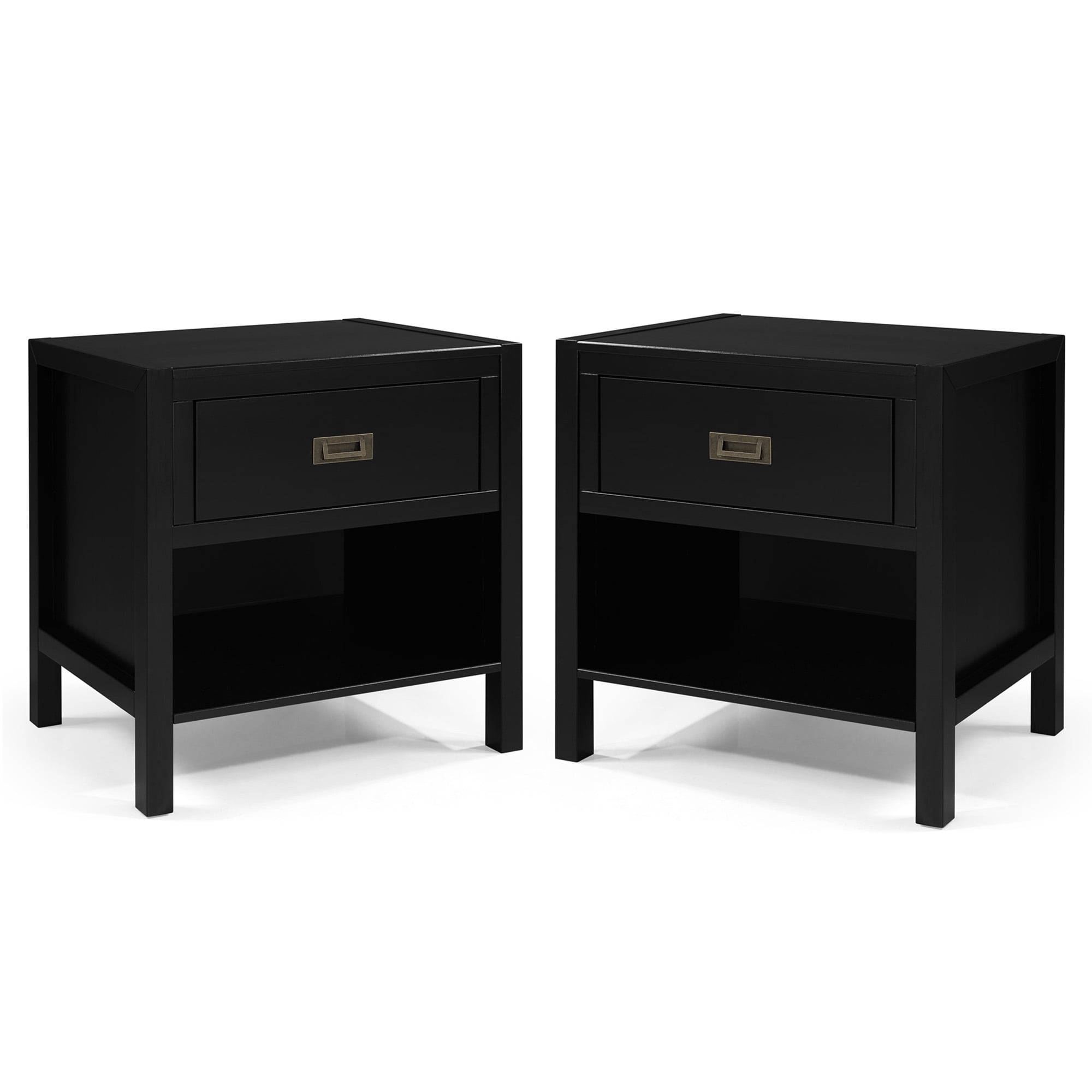 Set Of 2 Annabelle One Drawer Storage Nightstands By Chateau Lyon Walnut Walmart Com Walmart Com