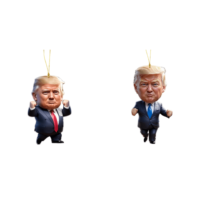 Patriótico Donald Trump 2024 Adorno Navideño Acrílico Dibujos Animados (E)