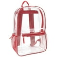 thumbnail image 2 of 24 Pack of Bulk Wholesale Heavy Duty 17 Inch Clear Transparent Color Trimmed Stadium Approved Backpacks in Red, 2 of 7