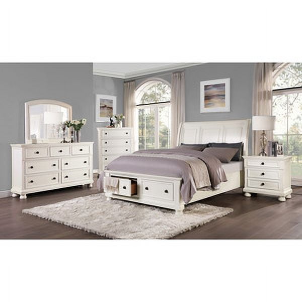 Queen Sleigh Platform Bed with Footboard Storage