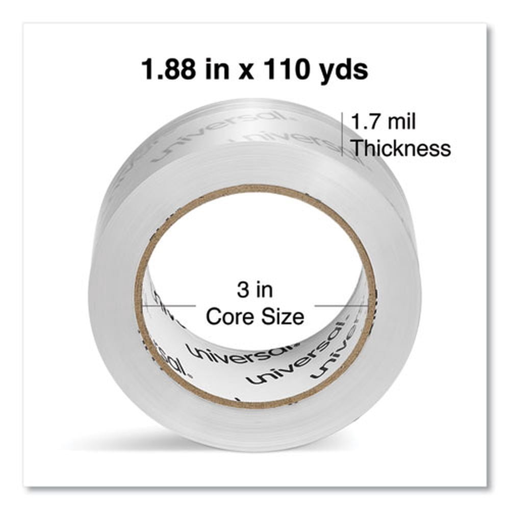 Universal UNV66100 3 in. Core 1.88 in. x 109 yds. Deluxe General-Purpose Acrylic Box Sealing Tape - Clear (12/Pack)