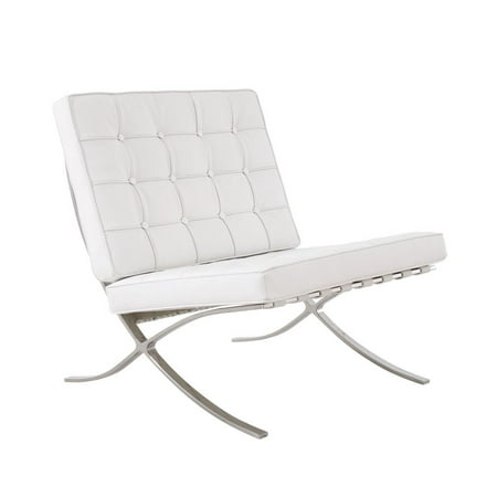 Pavilion Leather Stainless Steel, Barcelona Chair White Leather