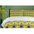 thumbnail image 4 of Ambesonne Ethnic Duvet Cover Sets, Paisley Ivy Swilrs Image, 2-Queen, Charcoal Grey White, 4 of 7