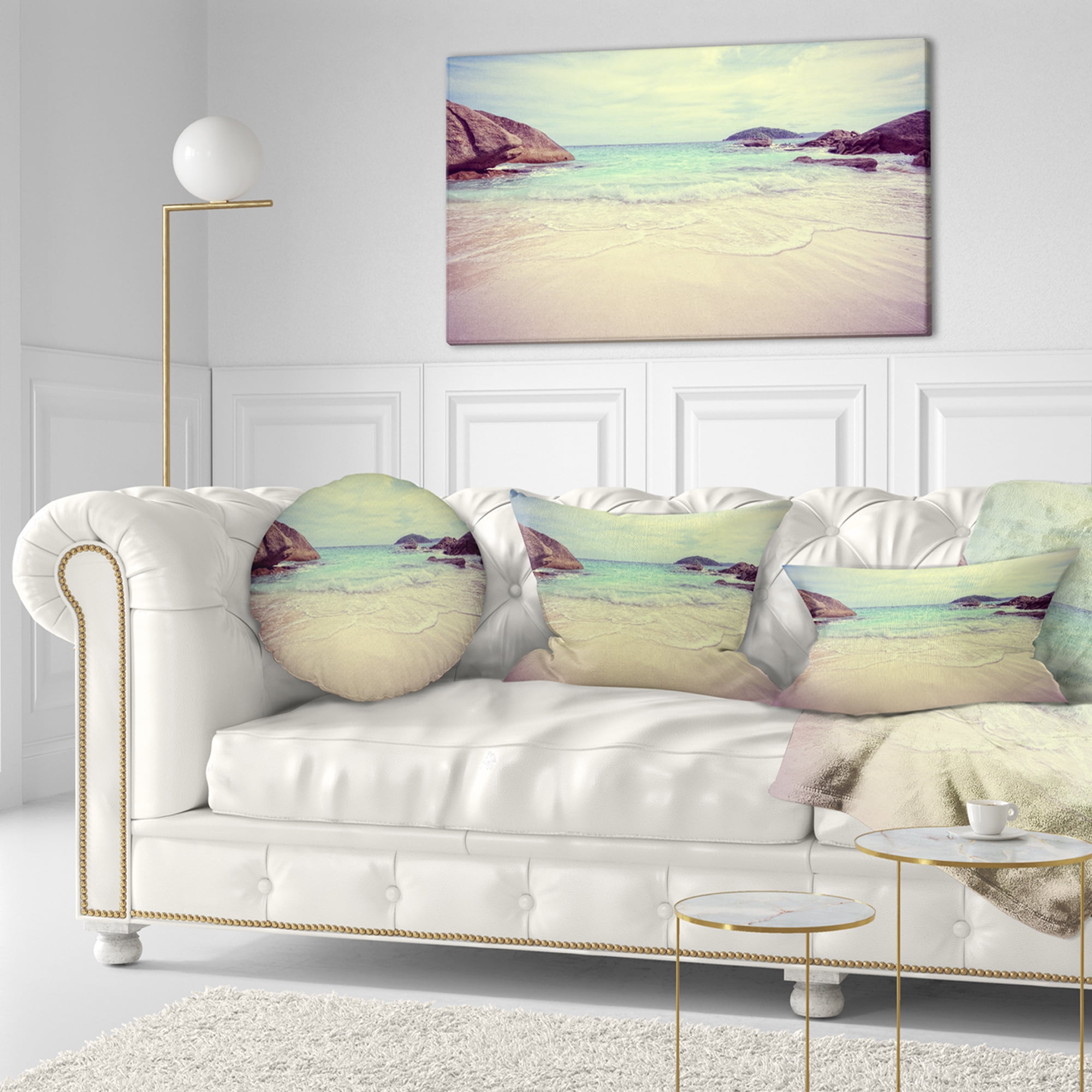 Designart Vintage Style Seashore Thailand - Seascape Throw Pillow - 12x20