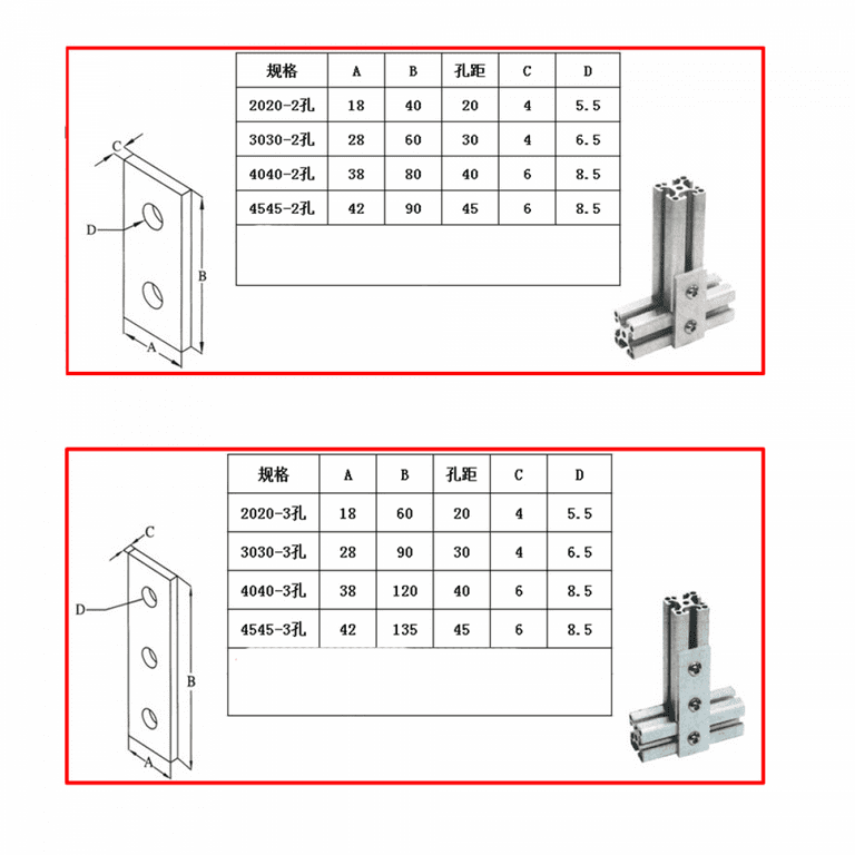 2pc 2020 3030 4040 Sliver Brackets Corner fitting angle aluminum L  Connector for Connector Aluminium Profile CNC Router 