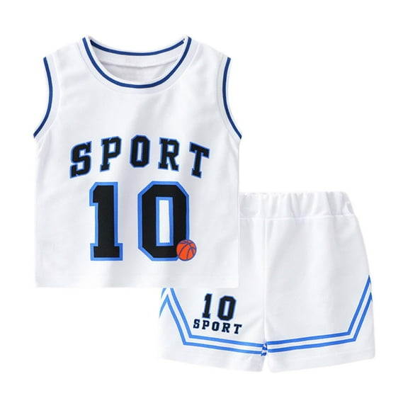 Boys Outfits Kids Toddler Boys Summer Basketball Loose Fit Quick Dry Breathable T Shirt and Shorts Outfit Baby Outfits Boy White 3 Years-4 Years