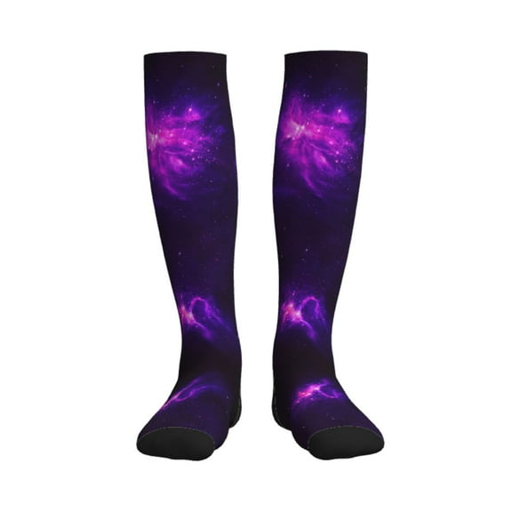 Nebula Galaxy Purple Compression Socks Best Support for Women Men Athletic Running Cycling