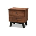 thumbnail image 2 of Baxton Studio Calla Modern and Contemporary Brown and Black Oak Finished 2-Drawer Wood Nightstand, 2 of 9