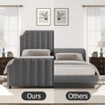 thumbnail image 5 of Velvet Upholstered Bed Frame with Headboard&Footboard,Platform Bed Frame with Nailhead Trim,Sturdy Wooden Slats, Silent&No Box Spring Needed,Easy to Assemble, 5 of 7