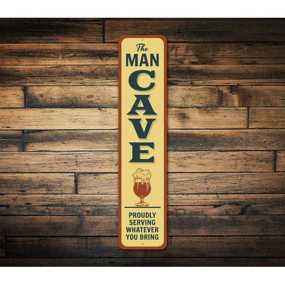 (Aluminum metal) The Mancave Sign Man Cave Bar Retro Bar Sign Beer Lover Decor Beer Lover Sign Sign For Beer Beer Bar Sign Beer Decor Bar Sign Size: 4 x 16 Inch